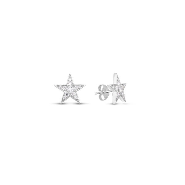 18KW Diamond Star Stud Earrings
