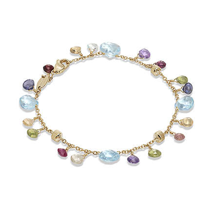 Marco Bicego® Paradise Collection 18K Yellow Gold Blue Topaz and Mixed Gemstone Single Strand Bracelet