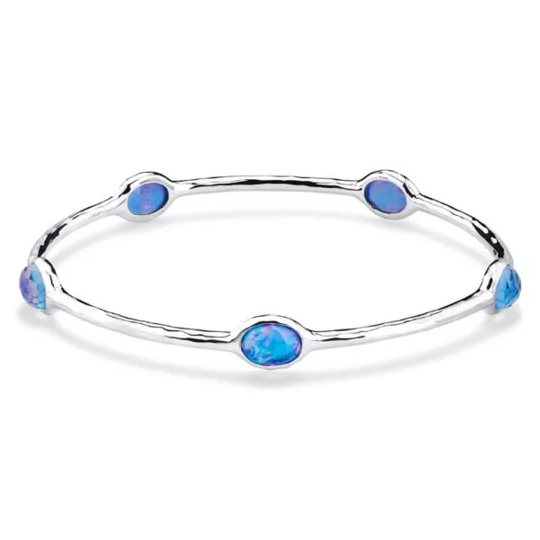 Five-Stone Bangle Bracelet in Lapis Triplet