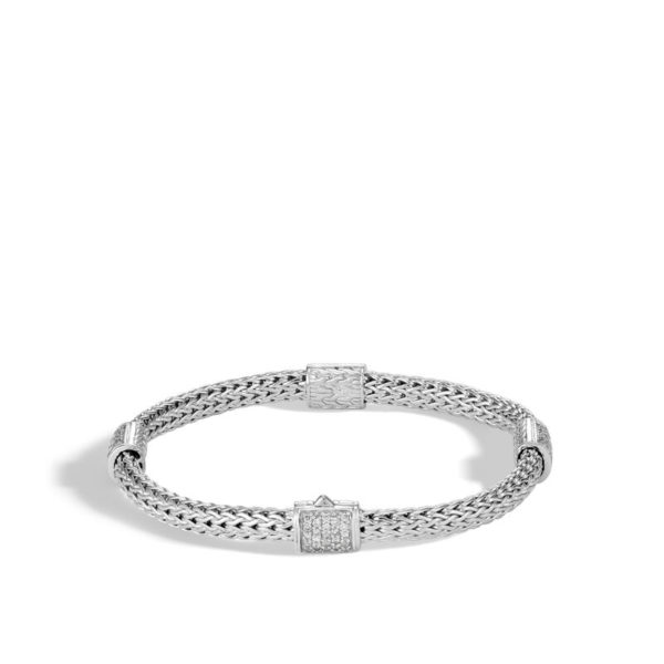 Classic Chain Collection 5mm Pave Four Station Bracelet Size M
