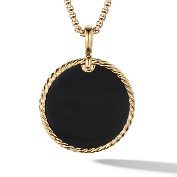 DY Elements® Reversible Disc Pendant in 18K Yellow Gold with Black Onyx and Mother of Pearl