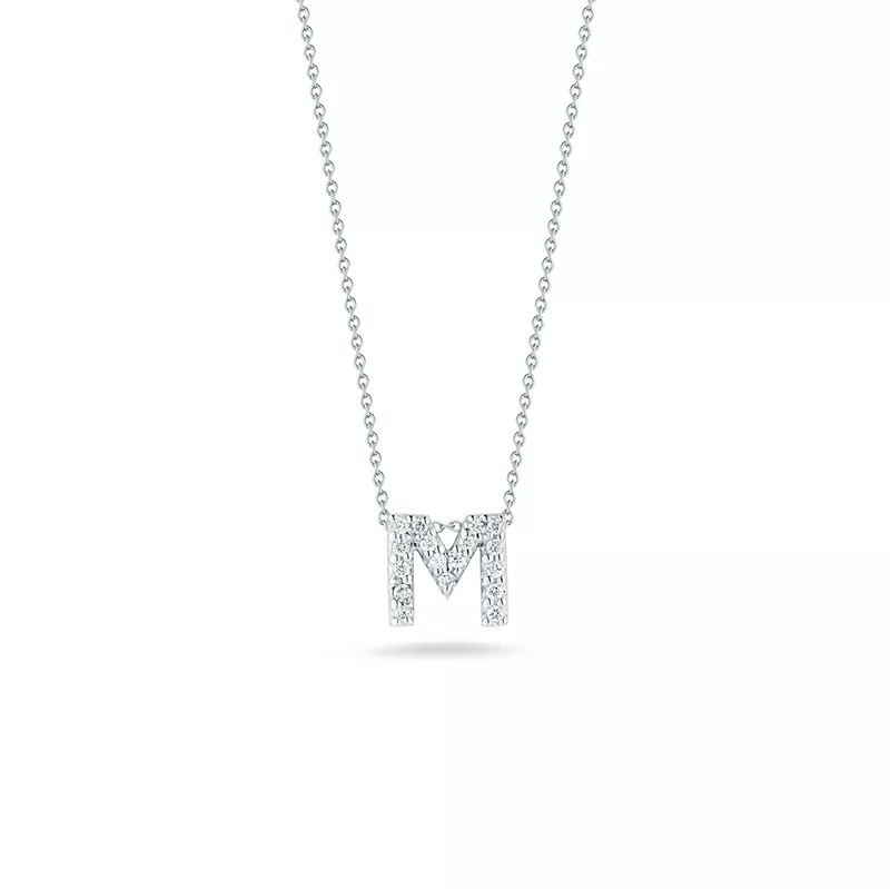 White Gold Diamond Solitaire Necklace M-Love