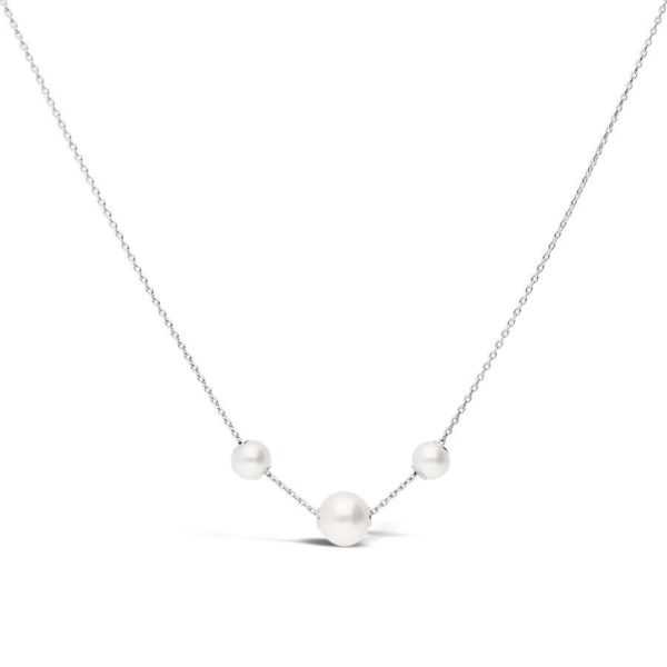 Pearls in Motion 3 Pearl Necklace- WG