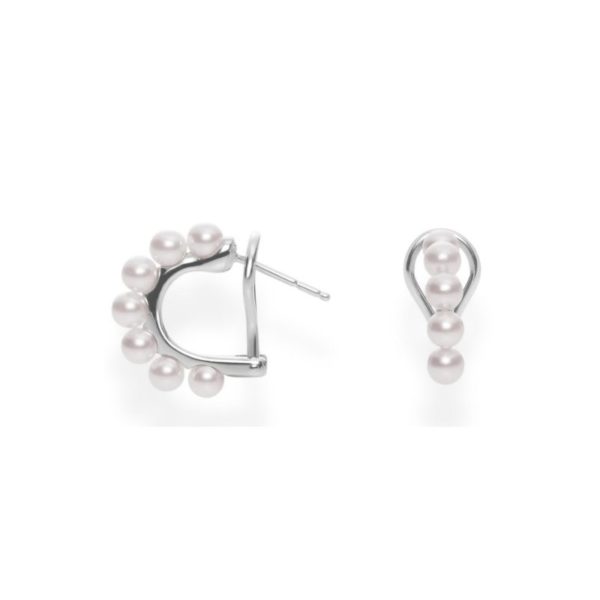 Multi Pearl Hoop Earrings- WG