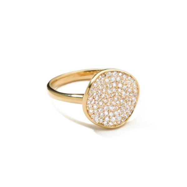 18k Stardust Small Pave Flower Ring