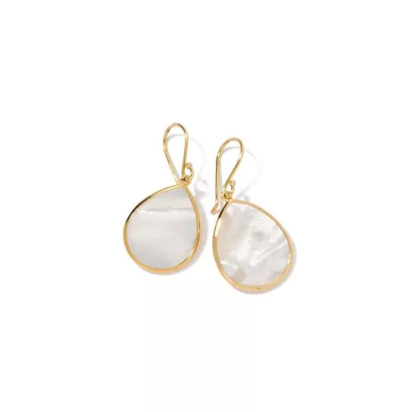 18k Polished Rock Candy Small Mother of Pearl Teardrop Earrings