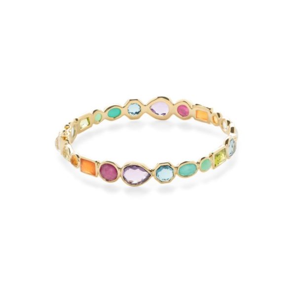 18k Rock Candy Hero Gelato Hinged Bangle in Summer Rainbow Colorway