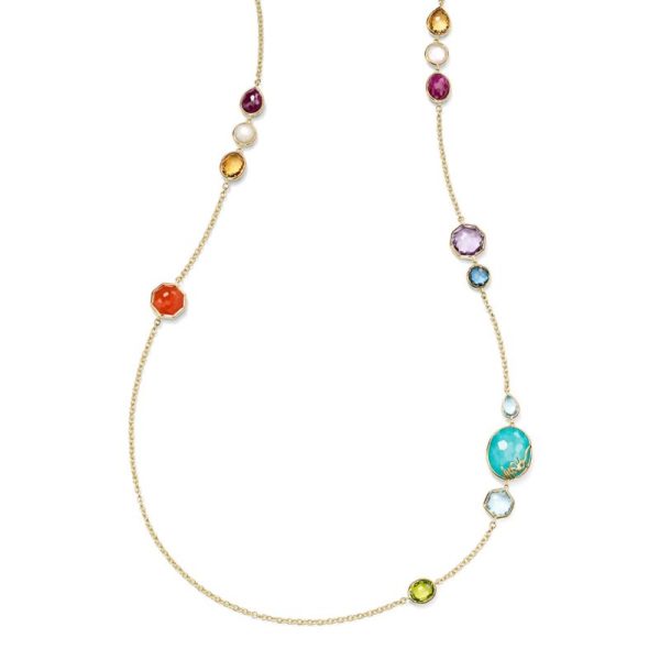 18k Rock Candy Long Station Necklace in Rainbow Colorway
