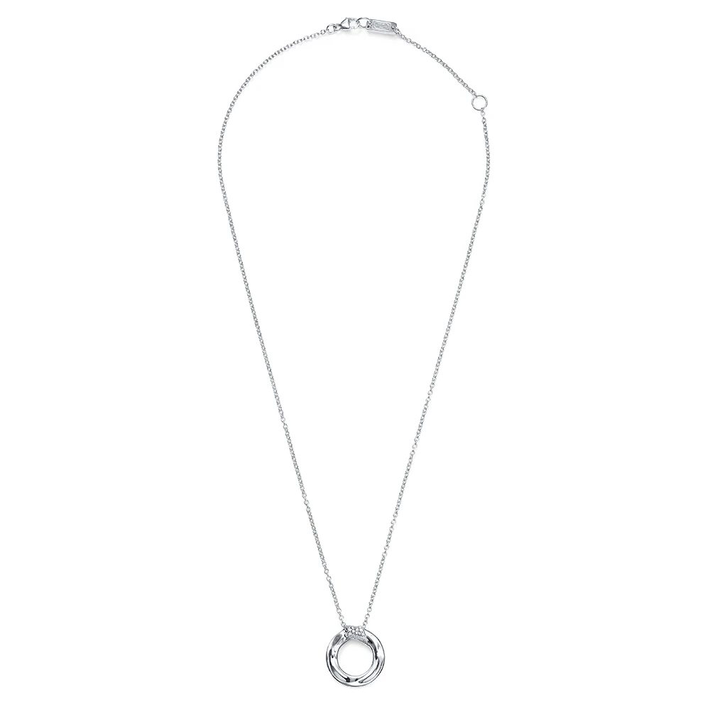 Sterling Silver Stardust Medium Pave Diamond Fold Pendant