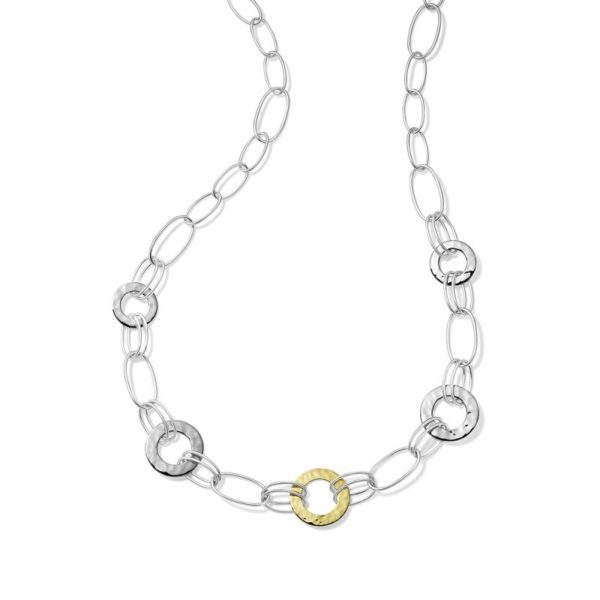 Hammered Oval Two-Tone Link Necklace