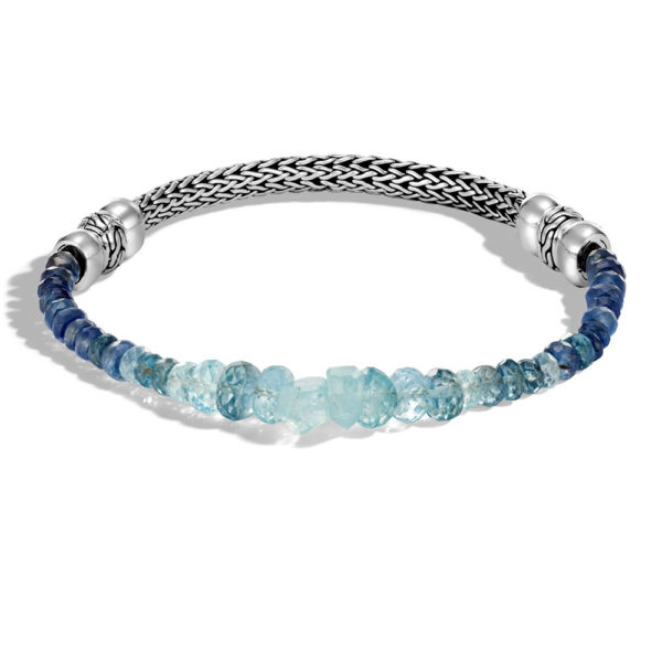 Classic Chain Collection 5mm Aquamarine & Kyanite Bracelet Size M