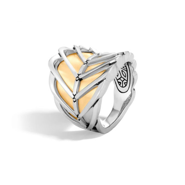 Classic Chain Collection Two Tone Modern Chain Saddle Ring