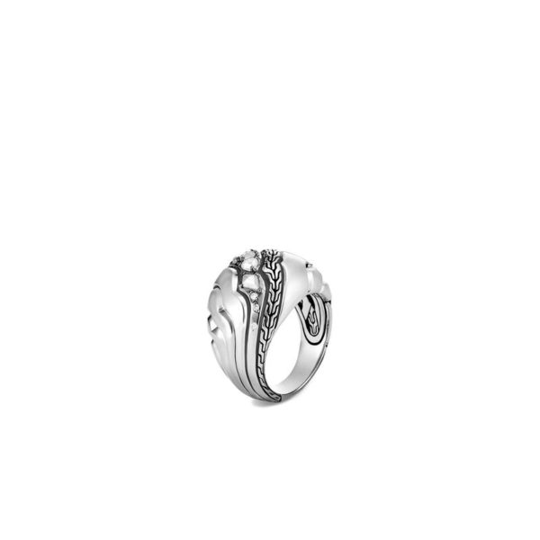 Lahar Collection Grey Diamond Pave Dome Ring Size 7