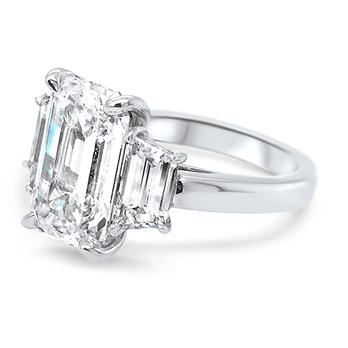 5.44ct Emerald Cut Three-Stone Diamond Ring