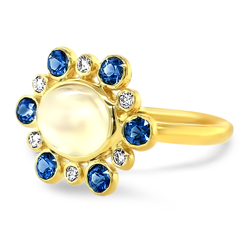 Moonstone & Sapphire Ring