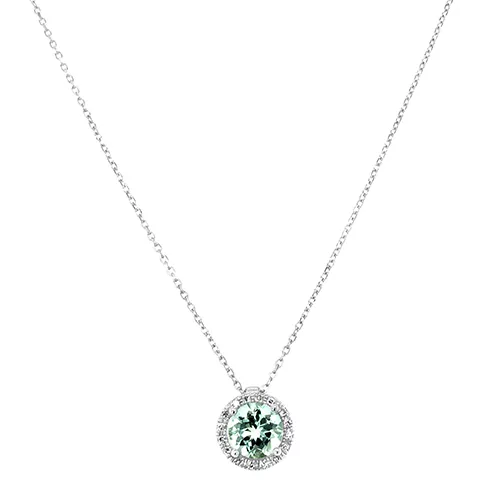 Diamond and Aquamarine Halo Pendant