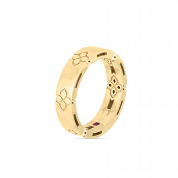 18KY Love In Verona Narrow Flower Band Ring