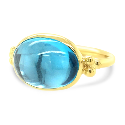 Blue topaz cabochon ring sale