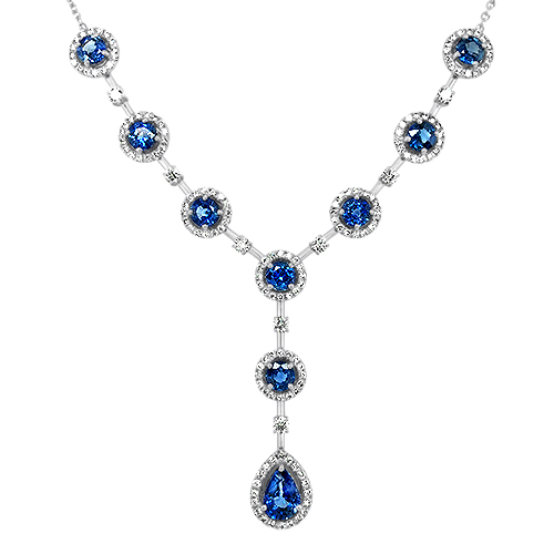 Blue Sapphire Diamond Y Necklace Underwoods Jewelers