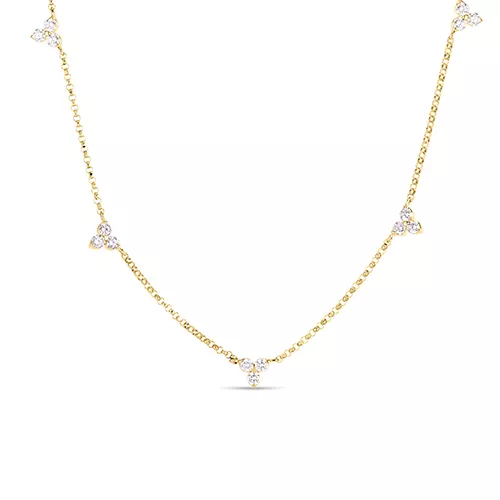 Five-Station Diamond Cluster Necklace