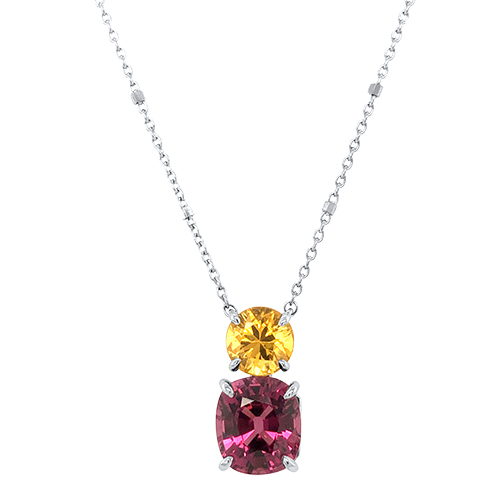 14kt Yellow Sapphire and Rhodolite Necklace