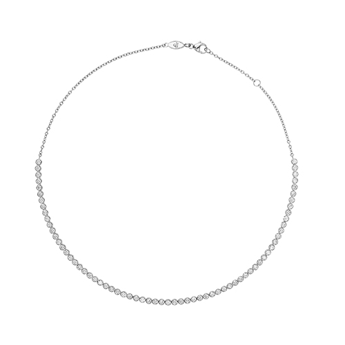 18KW Half Way Diamond Line Necklace