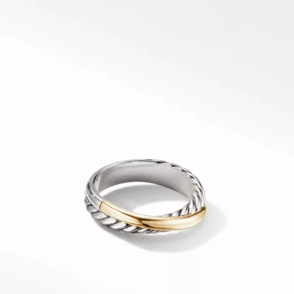 Crossover Band Ring in Sterling Silver with 18K Yellow Gold, 5.3mm