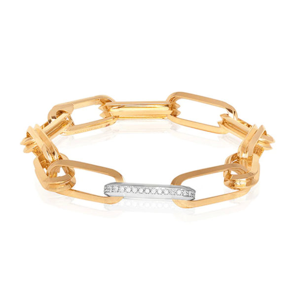 18KYW Diamond Oval Link Bracelet