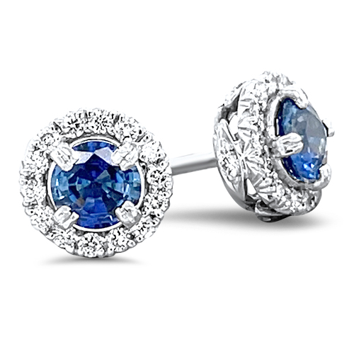 Sapphire diamond on sale halo earrings