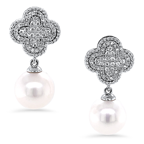 Pave pearl earrings deals
