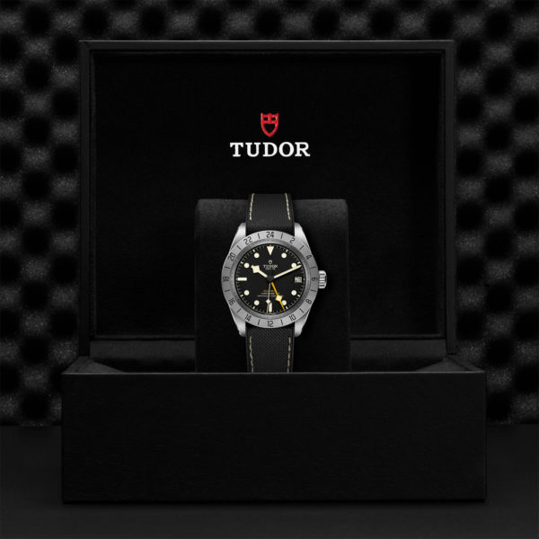 TUDOR Black Bay Pro Watch with a 39mm Steel Case, Hybrid Rubber and Leather Strap (M79470-0003) in Black Presentation Box