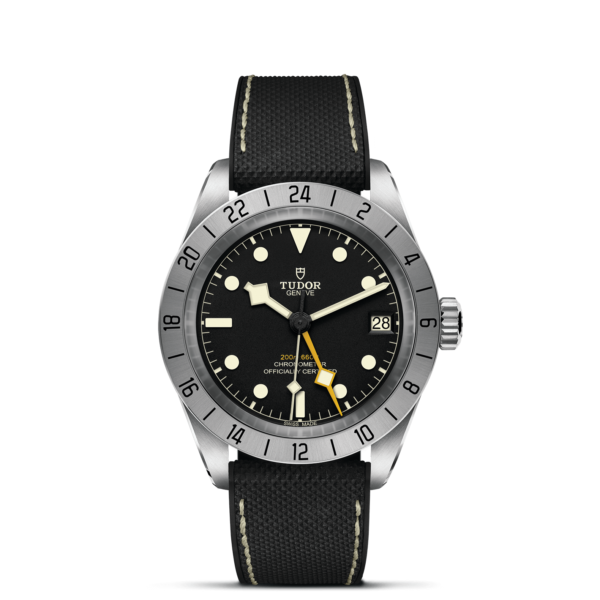TUDOR Black Bay Pro Watch with a 39mm Steel Case, Hybrid Rubber and Leather Strap (M79470-0003)