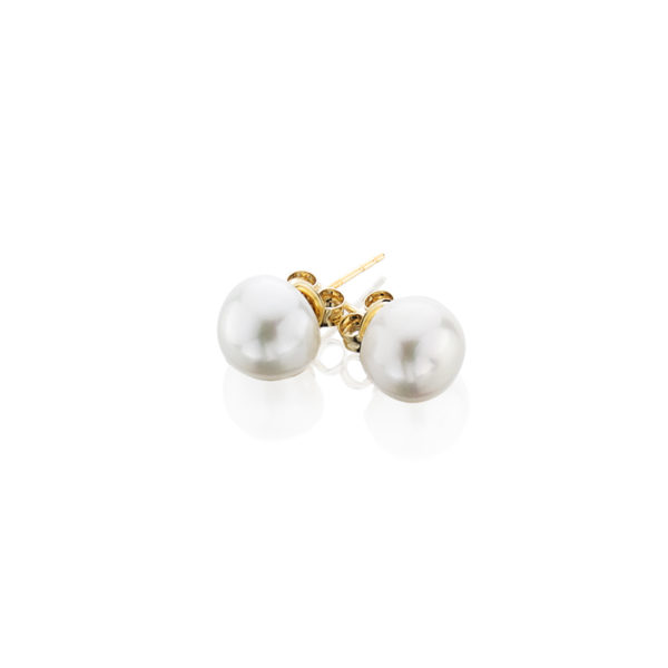 Button Pearl Stud Earrings