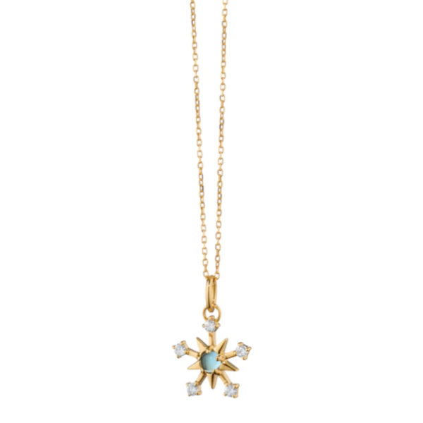 gold aqua diamond mini star pendant necklace