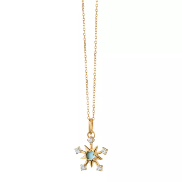 gold aqua diamond mini star pendant necklace