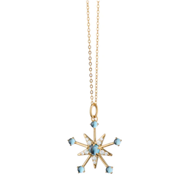 gold diamond aqua star necklace