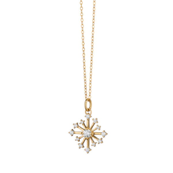 gold petite diamond starburst pendant necklace