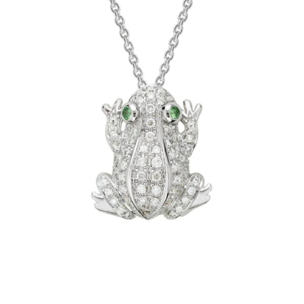 Diamond Tsavorite Frog Necklace Underwoods Jewelers