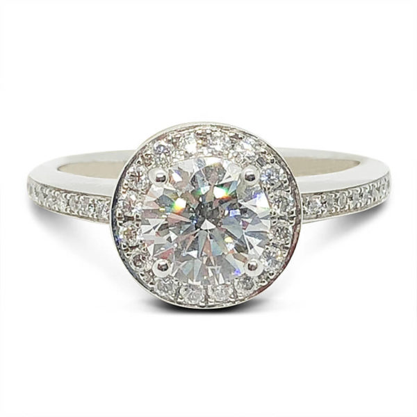 Platinum  Round Diamond Halo Ring