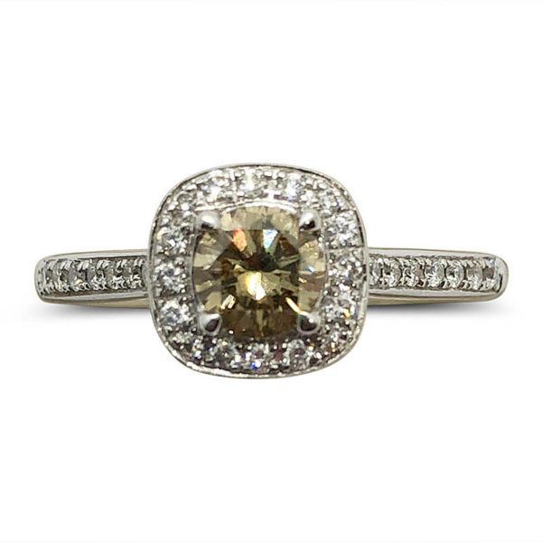 Brown Diamond Halo Engagement Ring
