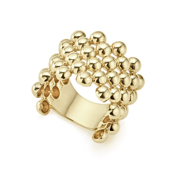 Caviar Gold Wide Ring