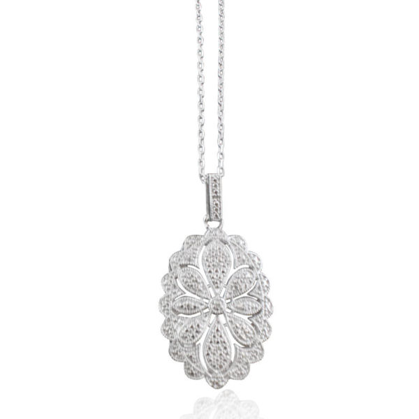 Sterling silver and diamond oval locket