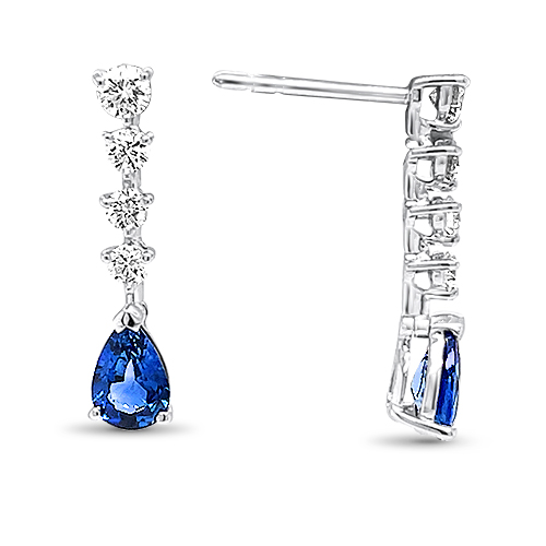 Diamond and Sapphire Dangle Earrings