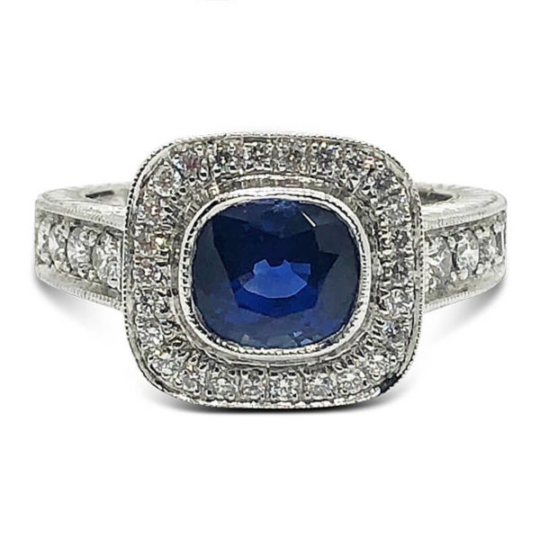 Unheated Blue Sapphire & Platinum  Ring