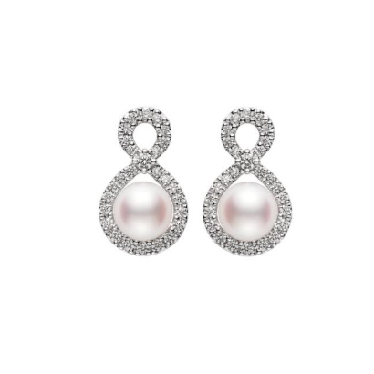 Mikimoto Ruyi Collection Infinity Diamond & Pearl Earrings