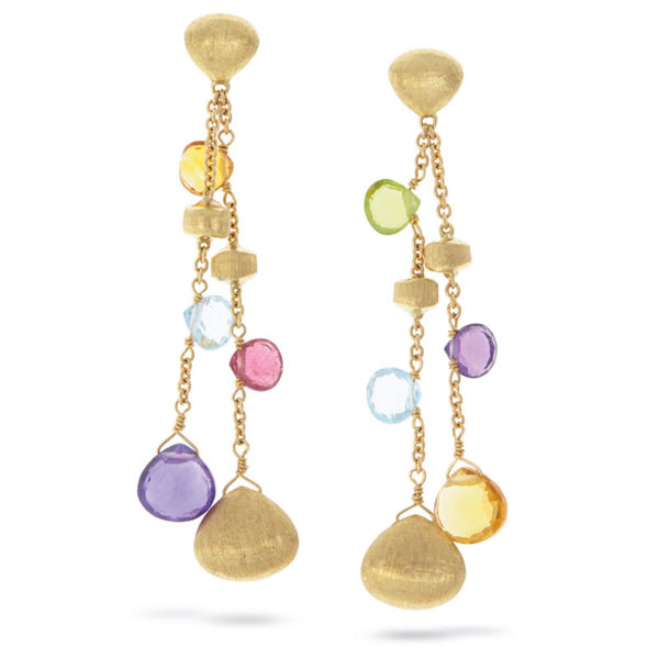 Paradise Mixed Gemstone Double Strand Drop Earrings