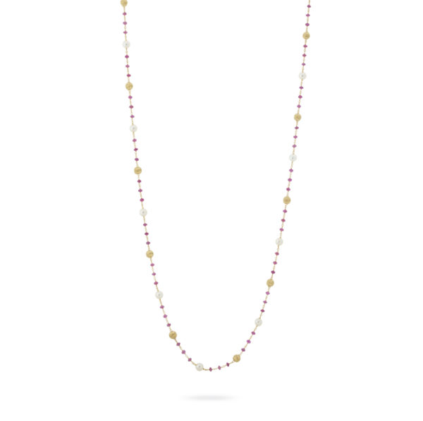 Africa Gemstone and Pearl Long Necklace