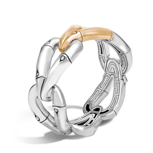 Bamboo Collection Two Tone Hinged Bangle Bracelet