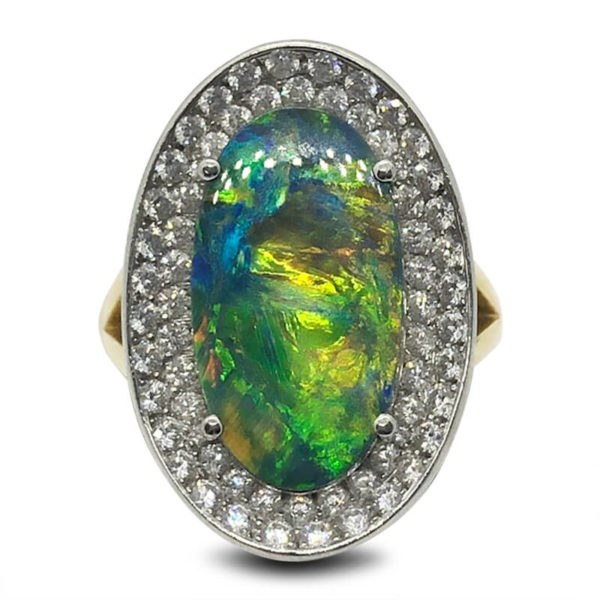 Black Opal & Diamond Ring