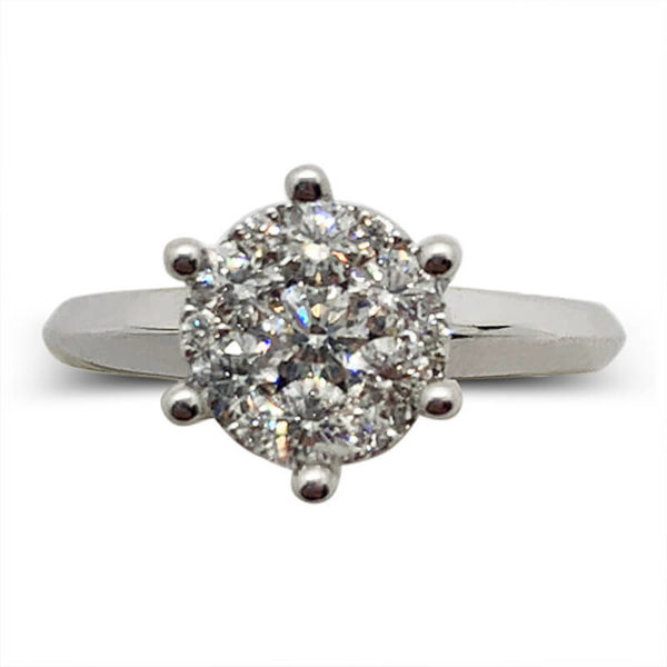 Solitaire Style Cluster Engagement Ring